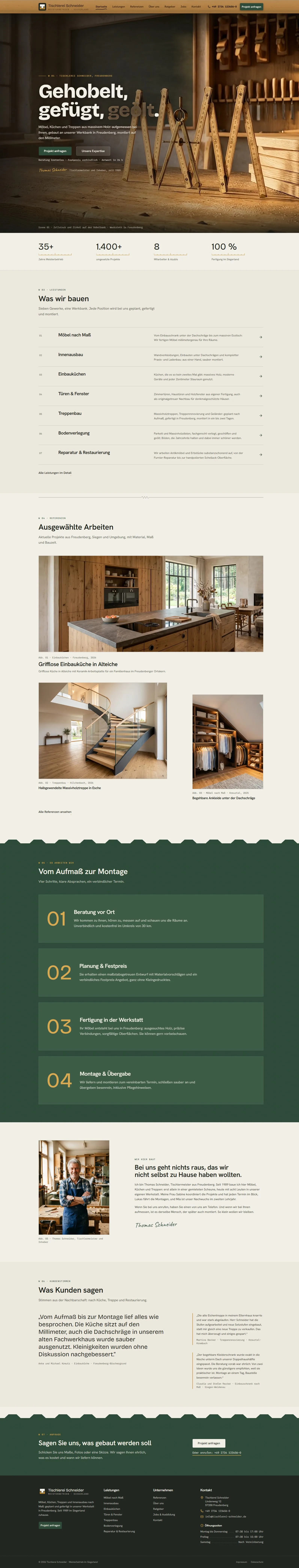 Website der Schreinerei Schneider